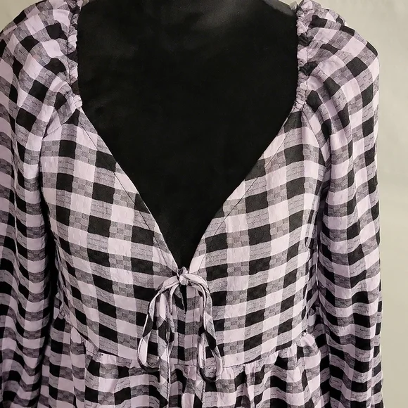 WILD Fable long sleeve purple and black gingham dress size small - Picture 2 of 12